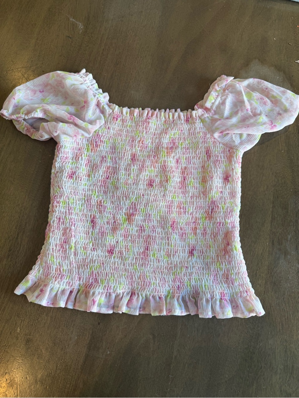 Cat And Jack Girls Blouse Floral Print Size Lg 10/12